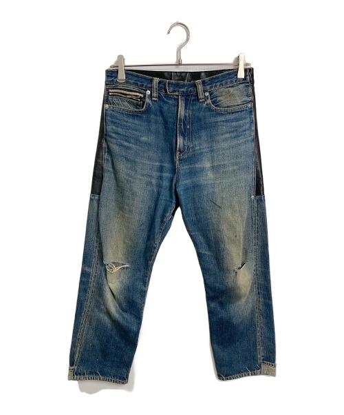 UNDERCOVERISM（アンダーカバーイズム）UNDERCOVERISM (アンダーカバーイズム) レザー切替デニムパンツ インディゴ×ブラック サイズ:1の古着・服飾アイテム