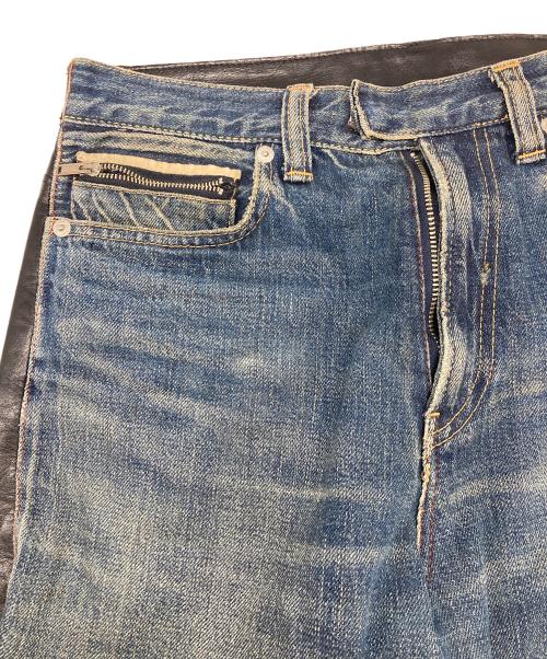 UNDERCOVERISM（アンダーカバーイズム）UNDERCOVERISM (アンダーカバーイズム) レザー切替デニムパンツ インディゴ×ブラック サイズ:1の古着・服飾アイテム
