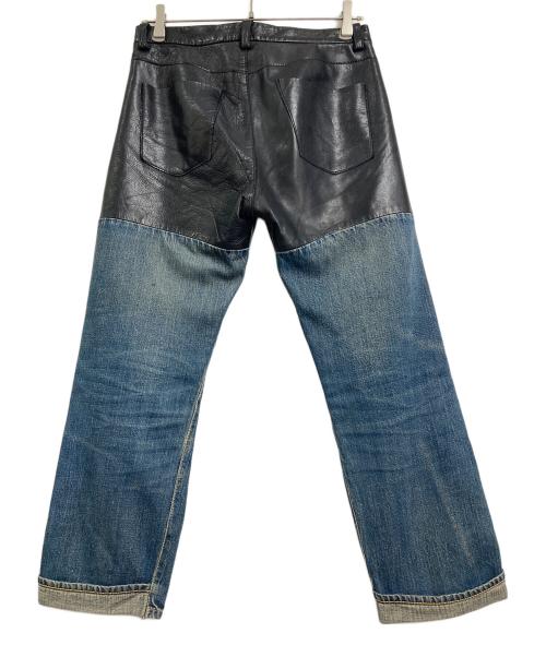 UNDERCOVERISM（アンダーカバーイズム）UNDERCOVERISM (アンダーカバーイズム) レザー切替デニムパンツ インディゴ×ブラック サイズ:1の古着・服飾アイテム