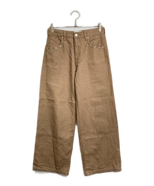 BEEDEN（ビーデン）BEEDEN (ビーデン) RIVET DESIGN LOOSE PANTS コットンパンツ ベージュ サイズ:Sの古着・服飾アイテム