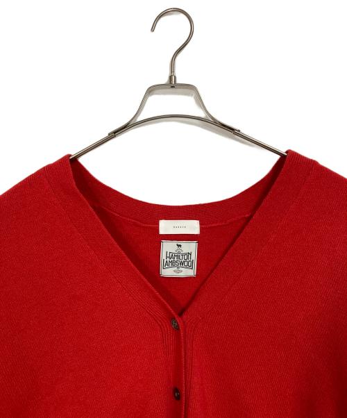 KAGURE（カグレ）kagure (カグレ) ハミルトンワイドVネックカーディガン　ウールカーディガン レッド サイズ:FREEの古着・服飾アイテム