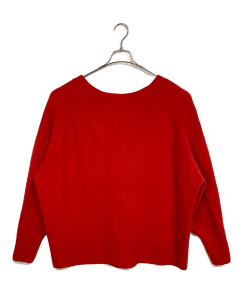 KAGURE（カグレ）kagure (カグレ) ハミルトンワイドVネックカーディガン　ウールカーディガン レッド サイズ:FREEの古着・服飾アイテム