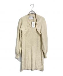 Calvin Klein Jeans（カルバンクラインジーンズ）の古着「Bolero Cardigan Sleeveless Dress ニットワンピース」｜ベージュ