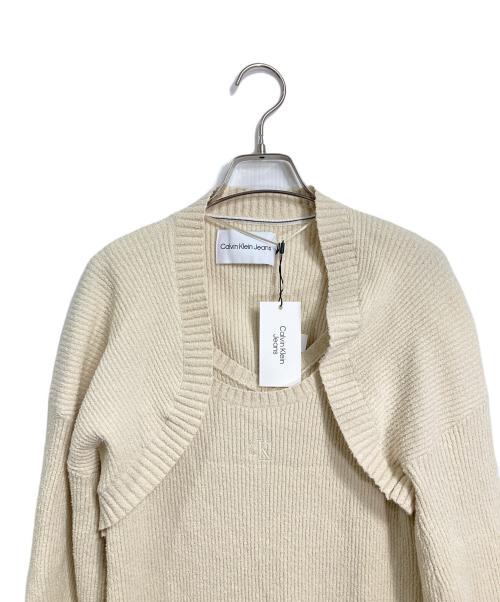 Calvin Klein Jeans（カルバンクラインジーンズ）Calvin Klein Jeans (カルバンクラインジーンズ) Bolero Cardigan Sleeveless Dress ニットワンピース ベージュ サイズ:S 未使用品の古着・服飾アイテム