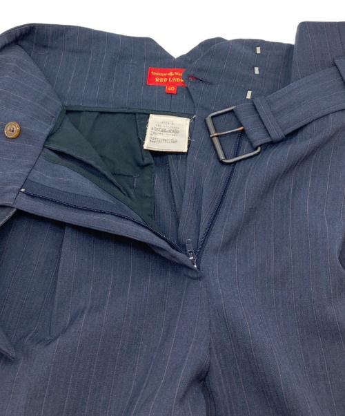 Vivienne Westwood RED LABEL（ヴィヴィアンウエストウッドレッドレーベル）Vivienne Westwood RED LABEL (ヴィヴィアンウエストウッドレッドレーベル) ハイウエストストライプロールアップパンツ　イタリア ネイビー サイズ:40の古着・服飾アイテム