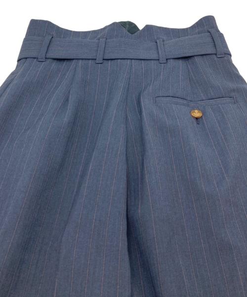 Vivienne Westwood RED LABEL（ヴィヴィアンウエストウッドレッドレーベル）Vivienne Westwood RED LABEL (ヴィヴィアンウエストウッドレッドレーベル) ハイウエストストライプロールアップパンツ　イタリア ネイビー サイズ:40の古着・服飾アイテム