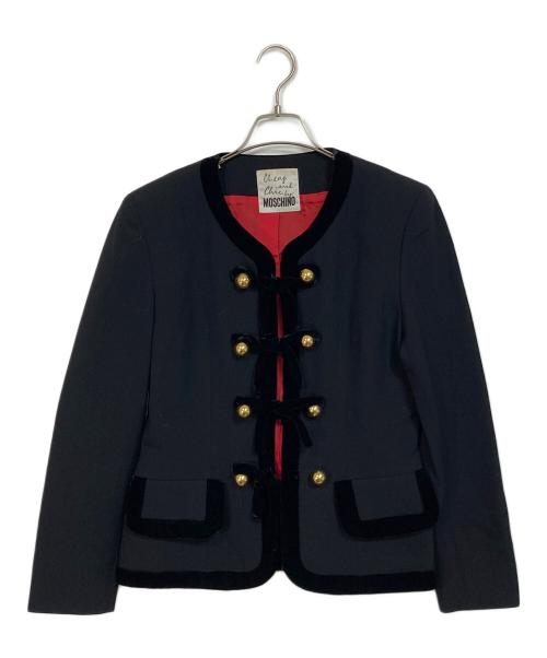 MOSCHINO（モスキーノ）MOSCHINO (モスキーノ) 金ボタンリボンテーラードジャケット ブラック サイズ:サイズ164（実寸参照）の古着・服飾アイテム