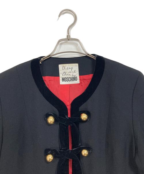MOSCHINO（モスキーノ）MOSCHINO (モスキーノ) 金ボタンリボンテーラードジャケット ブラック サイズ:サイズ164（実寸参照）の古着・服飾アイテム