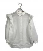 BORDERS at BALCONYボーダーズアットバルコニー）の古着「PUFF SLEEVE SHEER SHIRT」｜ホワイト