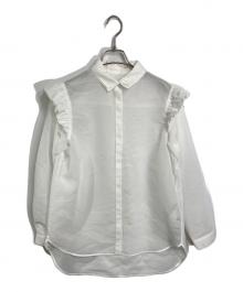 BORDERS at BALCONY（ボーダーズアットバルコニー）の古着「PUFF SLEEVE SHEER SHIRT」｜ホワイト