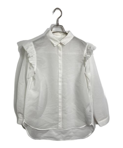 BORDERS at BALCONY（ボーダーズアットバルコニー）BORDERS at BALCONY (ボーダーズアットバルコニー) PUFF SLEEVE SHEER SHIRT ホワイト サイズ:36の古着・服飾アイテム