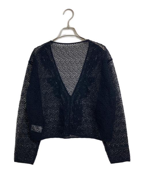 SALON adam et rope'（サロンアダムエロペ）SALON adam et rope' (サロンアダムエロペ) レースニットエンブロイダリーカーディガン ブラック サイズ:FREEの古着・服飾アイテム