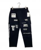 WHITE MOUNTAINEERINGホワイトマウンテ二アニング）の古着「WM LOGO RANDAM PRINTED SWEAT PANTS」｜ブラック