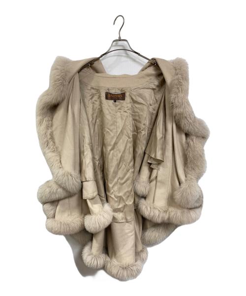 BALMAIN（バルマン）BALMAIN (バルマン) カシミヤフォックスファーポンチョ　アウター　日本製 ベージュ サイズ:FREEの古着・服飾アイテム