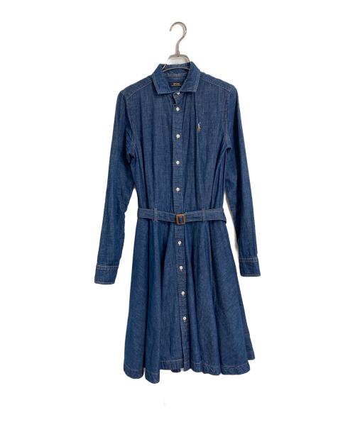 POLO RALPH LAUREN（ポロ・ラルフローレン）POLO RALPH LAUREN (ポロ・ラルフローレン) デニムシャツワンピース　コットンワンピース　ロングワンピース インディゴ サイズ:2の古着・服飾アイテム