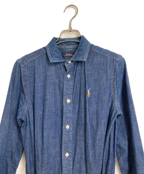POLO RALPH LAUREN（ポロ・ラルフローレン）POLO RALPH LAUREN (ポロ・ラルフローレン) デニムシャツワンピース　コットンワンピース　ロングワンピース インディゴ サイズ:2の古着・服飾アイテム