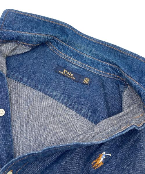 POLO RALPH LAUREN（ポロ・ラルフローレン）POLO RALPH LAUREN (ポロ・ラルフローレン) デニムシャツワンピース　コットンワンピース　ロングワンピース インディゴ サイズ:2の古着・服飾アイテム