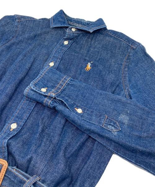 POLO RALPH LAUREN（ポロ・ラルフローレン）POLO RALPH LAUREN (ポロ・ラルフローレン) デニムシャツワンピース　コットンワンピース　ロングワンピース インディゴ サイズ:2の古着・服飾アイテム