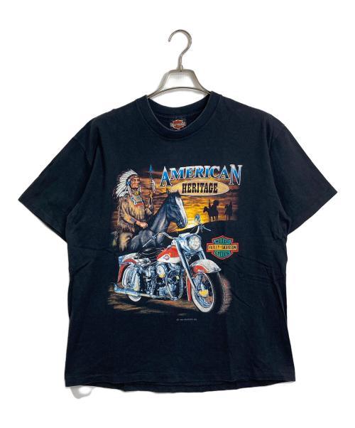 HARLEY-DAVIDSON（ハーレーダビッドソン）HARLEY-DAVIDSON (ハーレーダビッドソン) 【古着】AMERICAN HERITAGE ヴィンテージTシャツ　91年　USA製 ブラック サイズ:XLの古着・服飾アイテム
