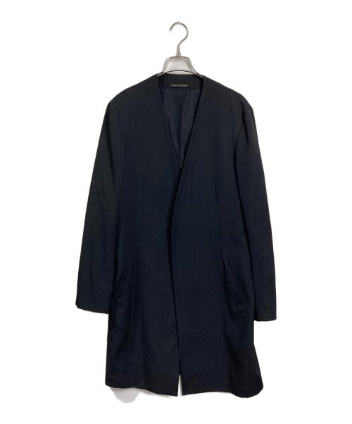 Yohji Yamamoto pour homme（ヨウジヤマモト プールオム）Yohji Yamamoto pour homme (ヨウジヤマモト プールオム) ウールギャバジン ノーカラー コート　15SS ブラック サイズ:2の古着・服飾アイテム