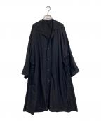 YOHJI YAMAMOTOヨウジヤマモト）の古着「Cu/W HIGH TWISTED GABARDINE SIDE GATHER DETAIL COAT A 25SS」｜ブラック