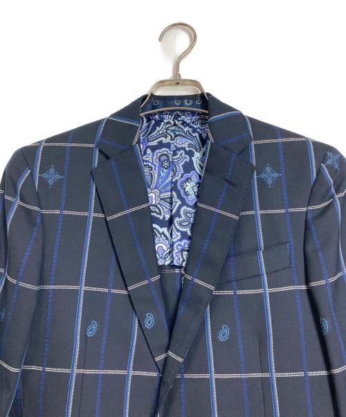 ETRO（エトロ）ETRO (エトロ) 裏地ペイズリーチェックセットアップスーツ ネイビー サイズ:44の古着・服飾アイテム