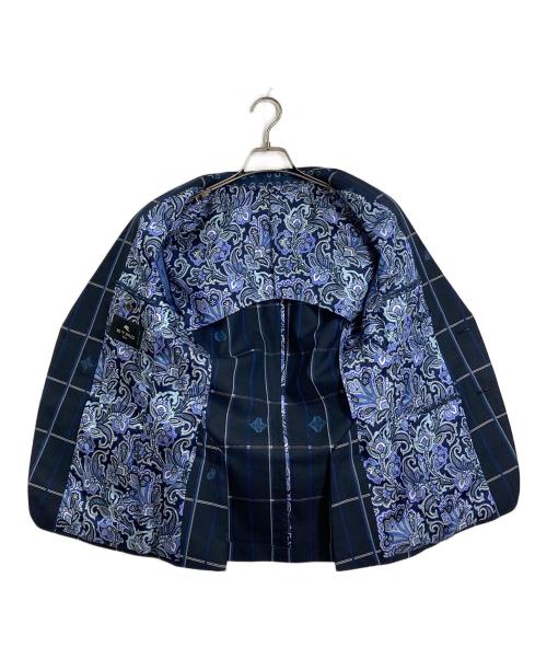 ETRO（エトロ）ETRO (エトロ) 裏地ペイズリーチェックセットアップスーツ ネイビー サイズ:44の古着・服飾アイテム