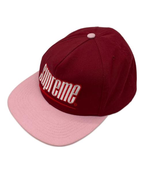 SUPREME（シュプリーム）Supreme (シュプリーム) Underline 5 panel Cap レッド×ピンク サイズ:実寸参照の古着・服飾アイテム
