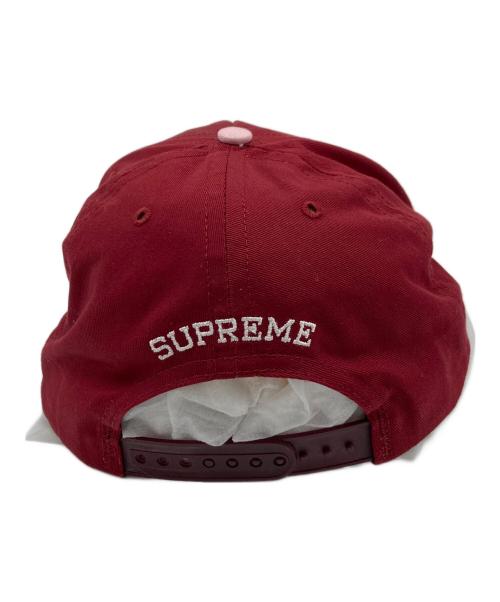 SUPREME（シュプリーム）Supreme (シュプリーム) Underline 5 panel Cap レッド×ピンク サイズ:実寸参照の古着・服飾アイテム