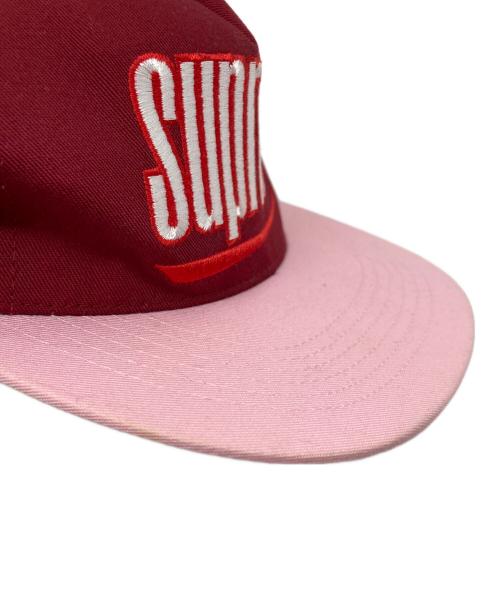 SUPREME（シュプリーム）Supreme (シュプリーム) Underline 5 panel Cap レッド×ピンク サイズ:実寸参照の古着・服飾アイテム