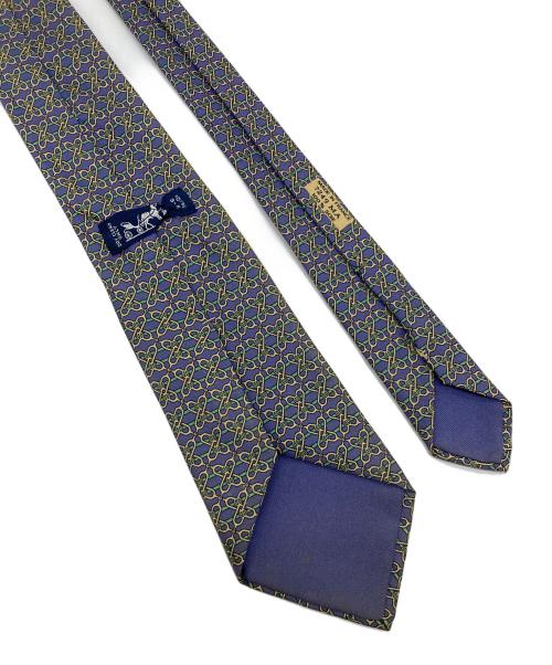 HERMES（エルメス）HERMES (エルメス) ネクタイ　総柄　フランス製 パープル サイズ:実寸参照の古着・服飾アイテム