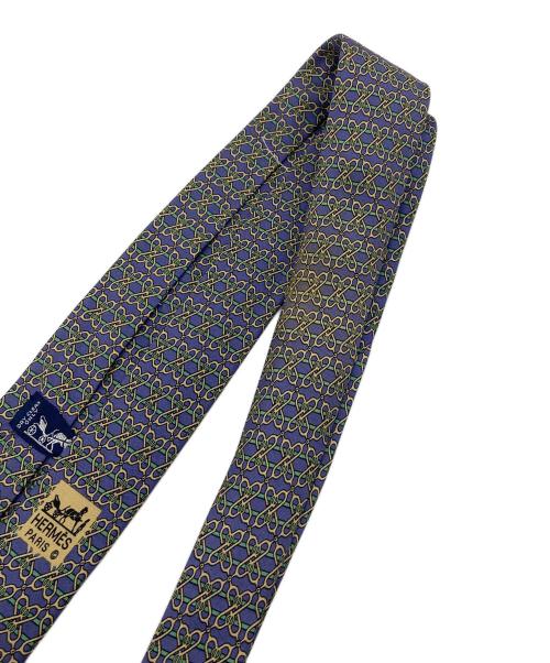 HERMES（エルメス）HERMES (エルメス) ネクタイ　総柄　フランス製 パープル サイズ:実寸参照の古着・服飾アイテム