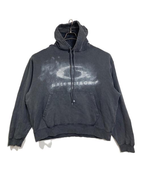 BALENCIAGA（バレンシアガ）BALENCIAGA (バレンシアガ) DARKGREY COTTON OVERSIZE SWEATSHIRT　ダークグレーコットンオーバーサイズスウェットシャツ　パーカー　フーディー　26SS グレー サイズ:Lの古着・服飾アイテム