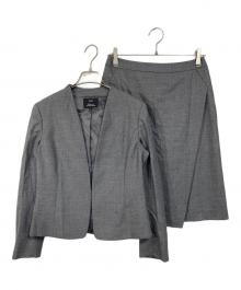23区（ニジュウサンク）の古着「ウール混ノーカラージャケットセットアップ　セットアップスーツ　」｜グレー