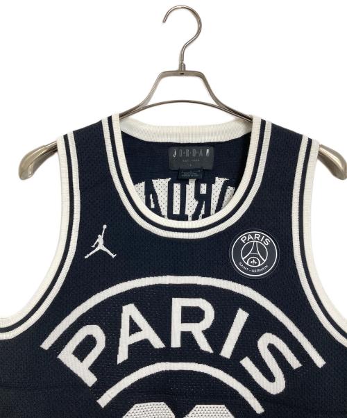 JORDAN（ジョーダン）JORDAN (ジョーダン) PARIS SAINT-GERMAIN (パリサンジェルマン) ニットタンクトップ　ストリート バスケットボール ユニフォーム ノースリーブ サマーニット ブラック サイズ:Lの古着・服飾アイテム
