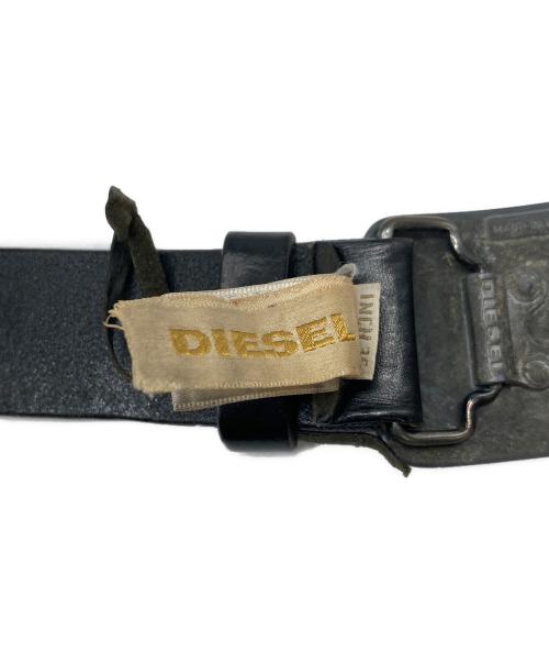 DIESEL（ディーゼル）DIESEL (ディーゼル) レザーベルト　イタリア製 ブラック サイズ:実寸参照の古着・服飾アイテム