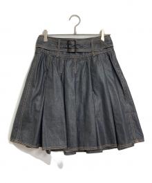 BURBERRY BLACK LABEL（バーバリーブラックレーベル）の古着「デニムプリーツスカート ミニスカート　日本製」｜グレー
