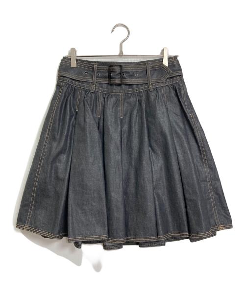 BURBERRY BLACK LABEL（バーバリーブラックレーベル）BURBERRY BLACK LABEL (バーバリーブラックレーベル) デニムプリーツスカート ミニスカート　日本製 グレー サイズ:40の古着・服飾アイテム