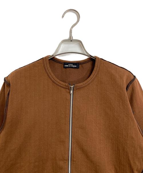 tricot COMME des GARCONS（トリココムデギャルソン）tricot COMME des GARCONS (トリココムデギャルソン) インサイドアウトジップカーディガン ブラウン サイズ:実寸参照の古着・服飾アイテム