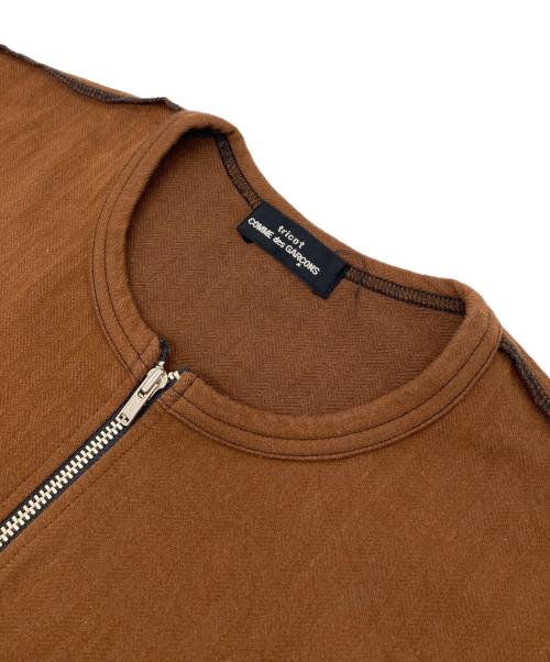 tricot COMME des GARCONS（トリココムデギャルソン）tricot COMME des GARCONS (トリココムデギャルソン) インサイドアウトジップカーディガン ブラウン サイズ:実寸参照の古着・服飾アイテム