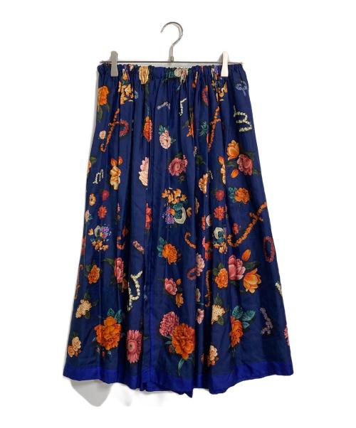 COMME des GARCONS（コムデギャルソン）COMME des GARCONS (コムデギャルソン) 花柄シルクスカート ネイビー サイズ:実寸参照の古着・服飾アイテム