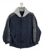 BALENCIAGAバレンシアガ）の古着「Stripe Patched フード ジップアップ Hoodie」｜ネイビー×ブラック