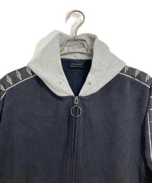 BALENCIAGA（バレンシアガ）BALENCIAGA (バレンシアガ) Stripe Patched フード ジップアップ Hoodie ネイビー×ブラック サイズ:Sの古着・服飾アイテム