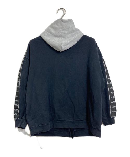 BALENCIAGA（バレンシアガ）BALENCIAGA (バレンシアガ) Stripe Patched フード ジップアップ Hoodie ネイビー×ブラック サイズ:Sの古着・服飾アイテム
