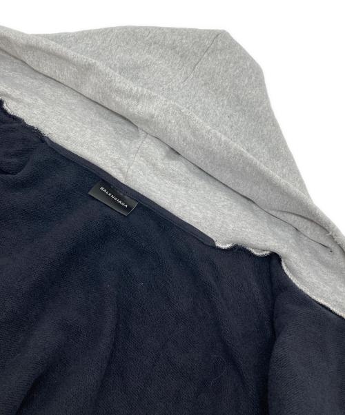 BALENCIAGA（バレンシアガ）BALENCIAGA (バレンシアガ) Stripe Patched フード ジップアップ Hoodie ネイビー×ブラック サイズ:Sの古着・服飾アイテム