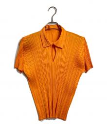 PLEATS PLEASE（プリーツプリーズ）の古着「プリーツポロシャツ　日本製」｜オレンジ