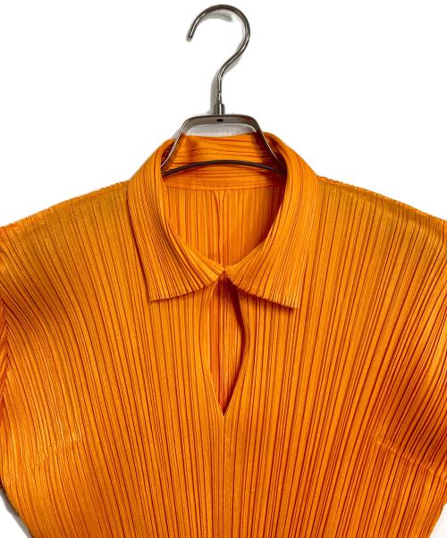 PLEATS PLEASE（プリーツプリーズ）PLEATS PLEASE (プリーツプリーズ) プリーツポロシャツ　日本製 オレンジ サイズ:3の古着・服飾アイテム