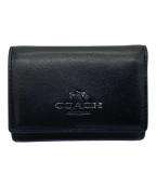 COACHコーチ）の古着「マイクロ ウォレット　ミニ財布　レザー財布」｜ブラック