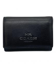 COACH（コーチ）の古着「マイクロ ウォレット　ミニ財布　レザー財布」｜ブラック