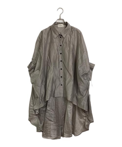 SEVEN SENSE（セブン センス）SEVEN SENSE (セブン センス) 洗える！シルクバックロングシャツ グレー サイズ:FREEの古着・服飾アイテム